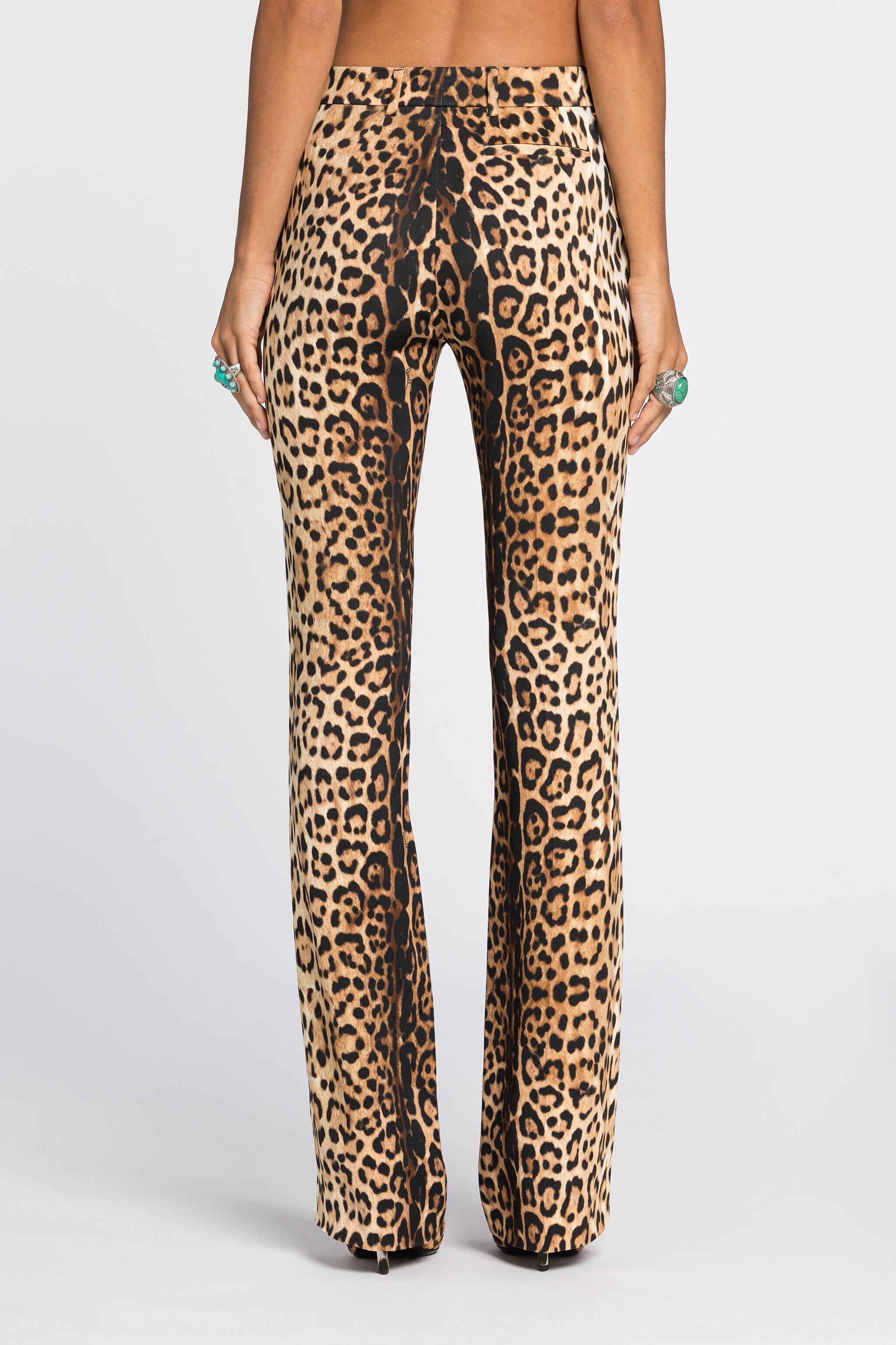 RC Leopard-Print Flared Trousers Light Brown RKT203-ORH26