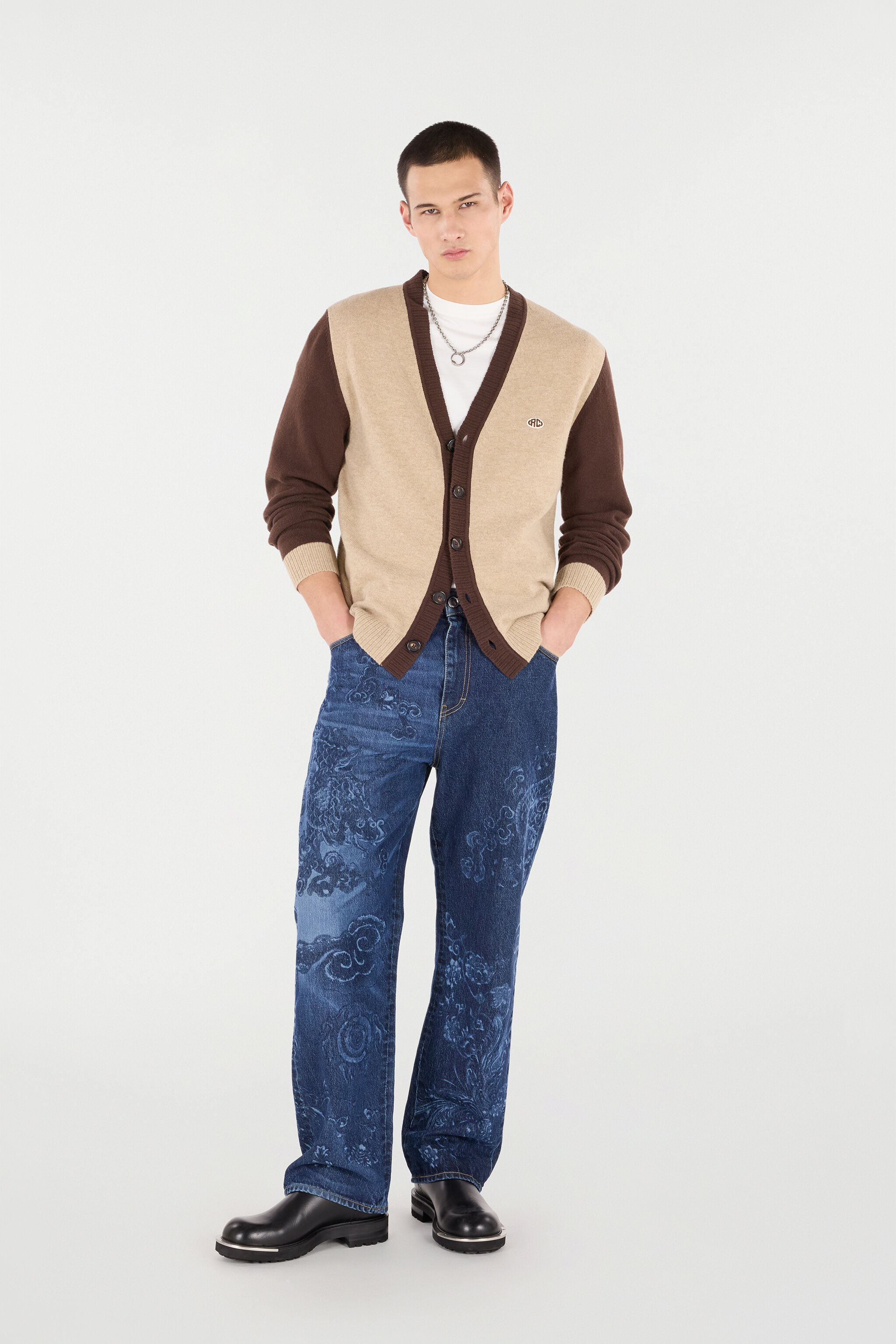 RC Jeans with Dragon and Floral Motif Dark blue VRJ213-VT002