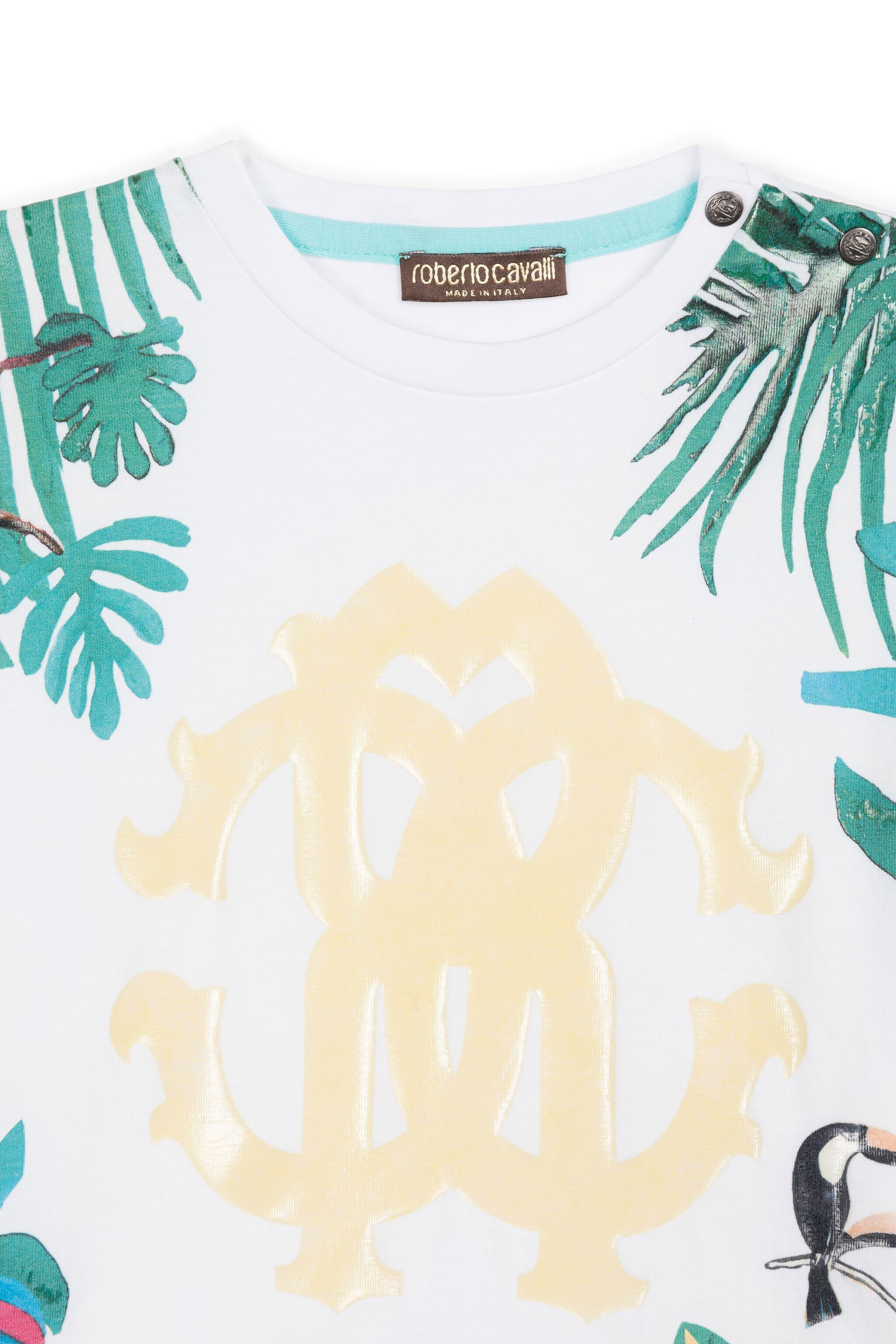 JU Tropical And RC Monogram-Print T-Shirt BIANCO OTTICO GJT686-JV025
