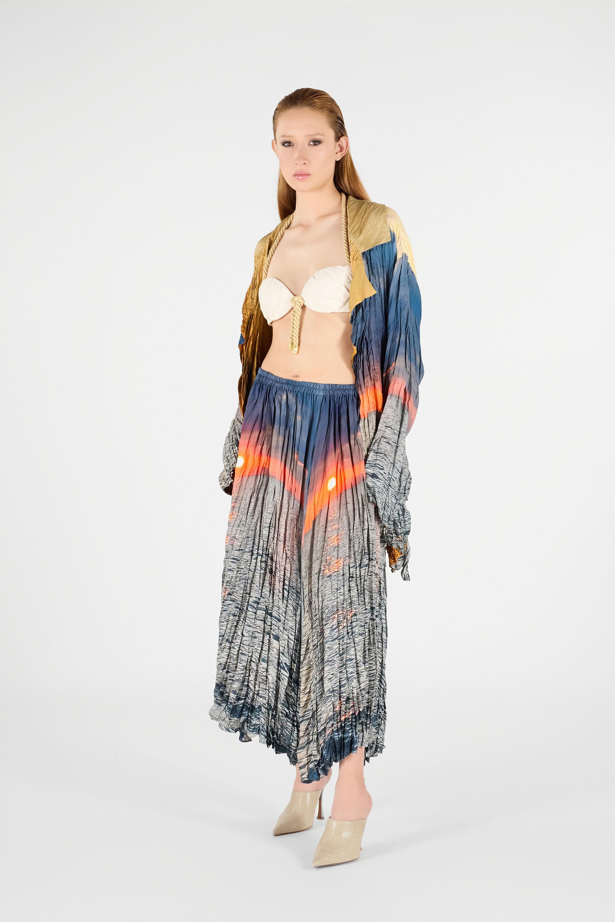 RC Sunrise Print Skirt Blue/Orange UWT302-4QN96