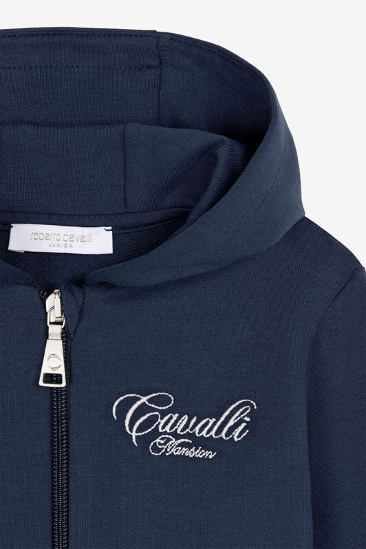 JU Logo-embroidered zipped hoodie Dark blue OJT975-ISA2J