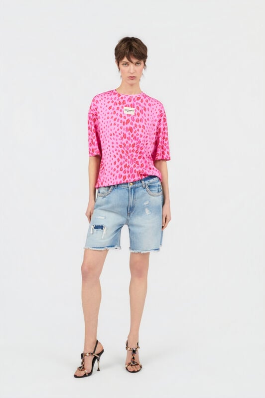 JC The Jaguar Kiss Print T-Shirt 433 ROSA + 455 FUXIA WFT195-WF577