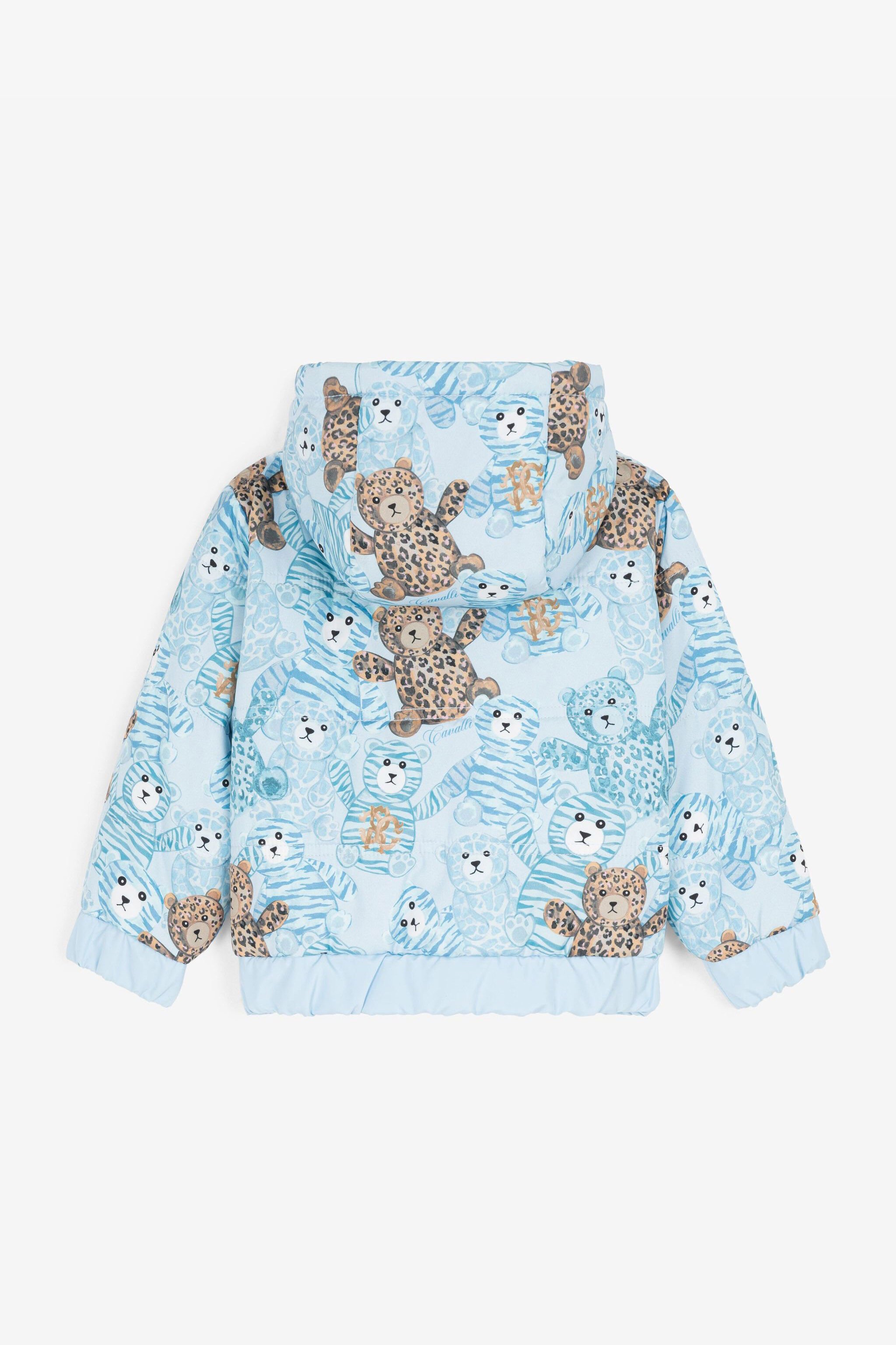 JU Gefütterte Jacke mit Teddy-Print Hellblau RJT403-5RG79
