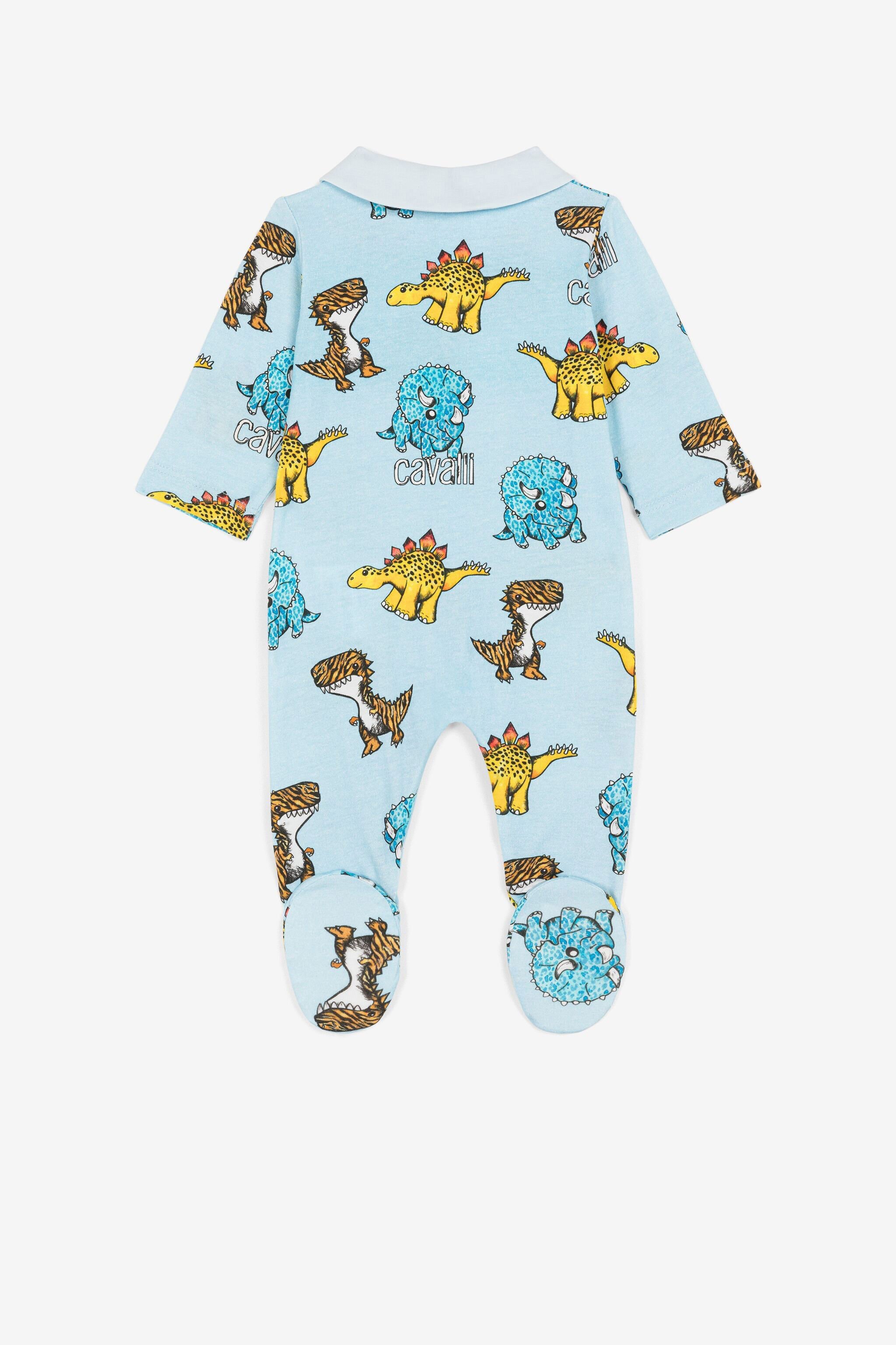 JU Dinosaur And Logo-Print Babygrow Set Light blue QJT816-JVF59
