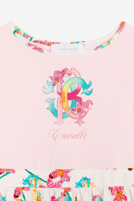 JU Floral logo-print T-shirt dress Pink QJT145-JV025
