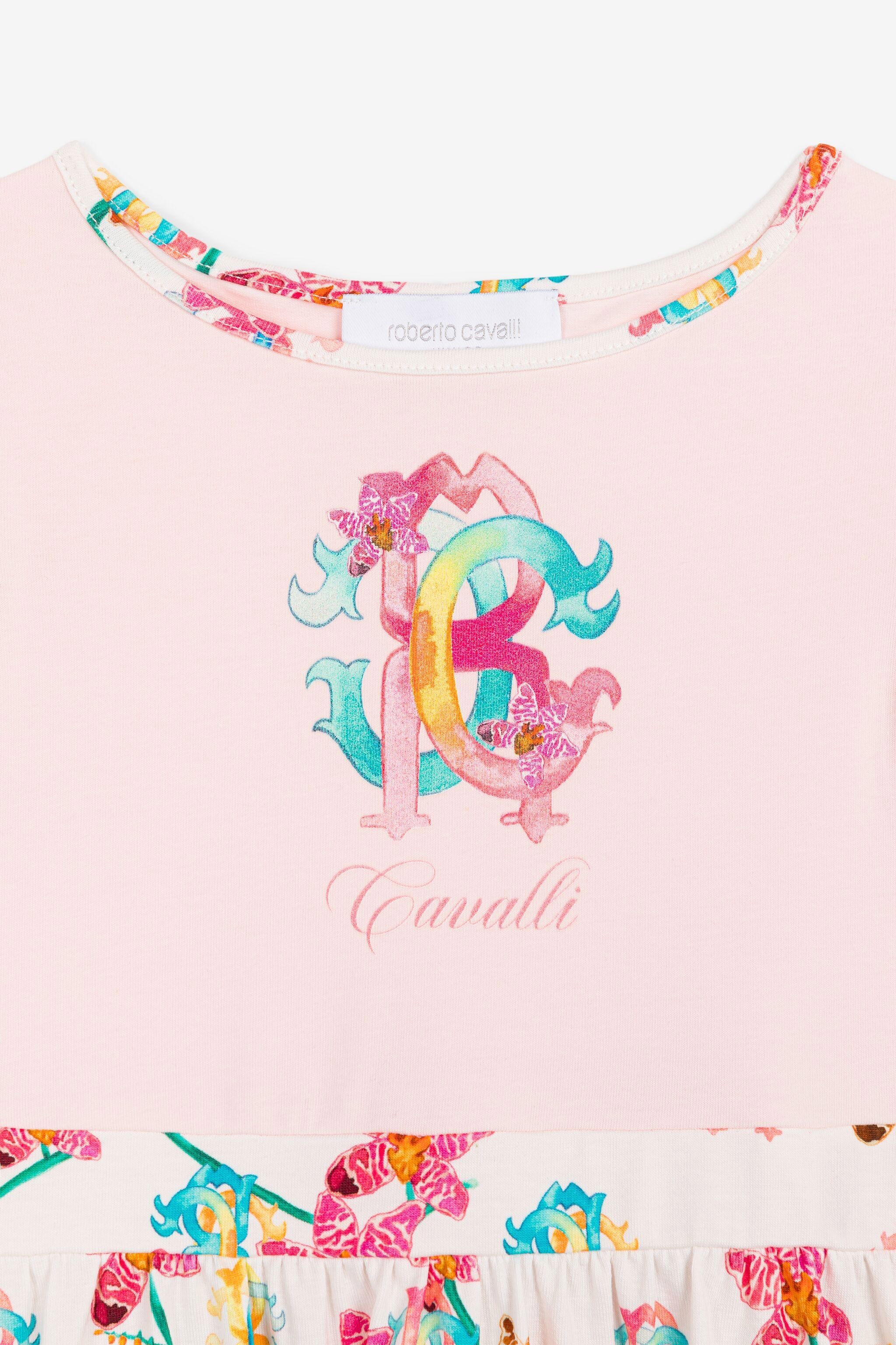JU Floral logo-print T-shirt dress Pink QJT145-JV025