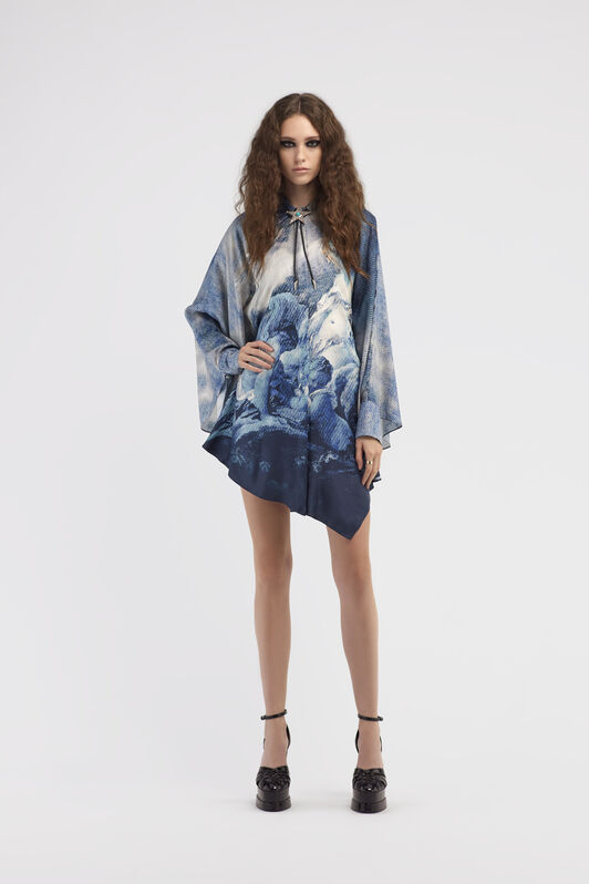 RC Short dress with Denim Wild Leda print Dark blue RWT151-4QI16