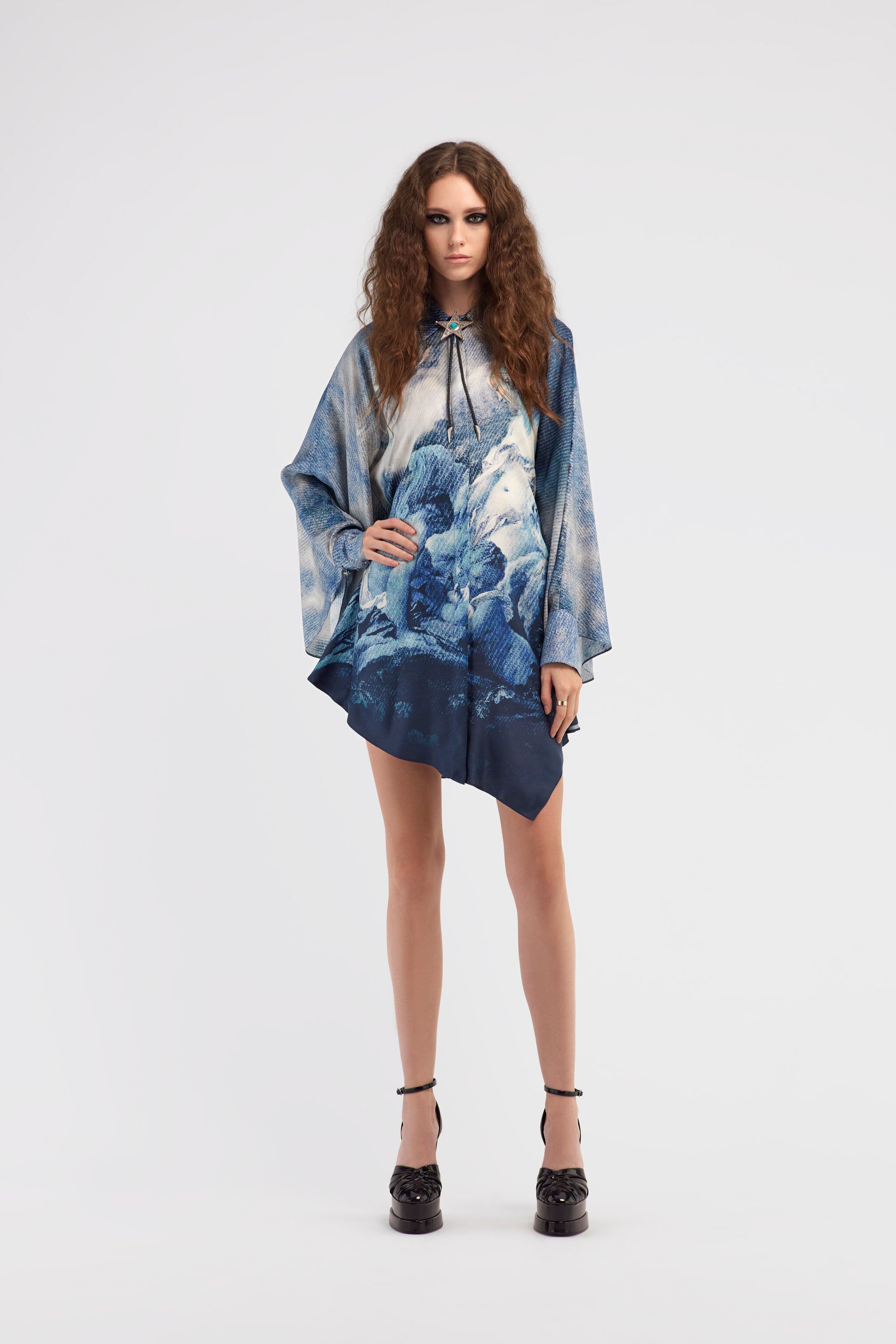 RC Short dress with Denim Wild Leda print Dark blue RWT151-4QI16