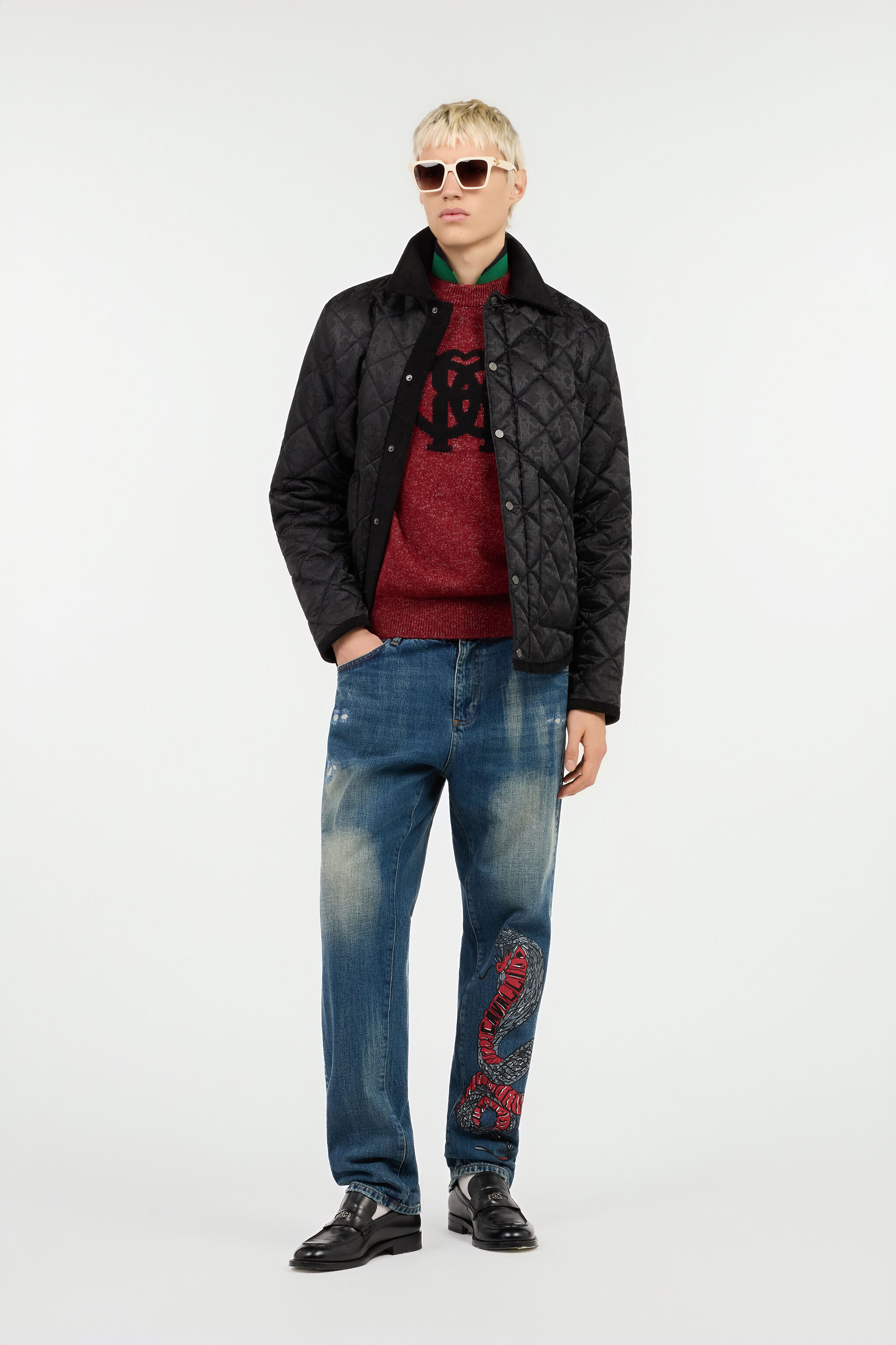 Sweater With Monogram RC in CABERNET for Men | Roberto Cavalli®