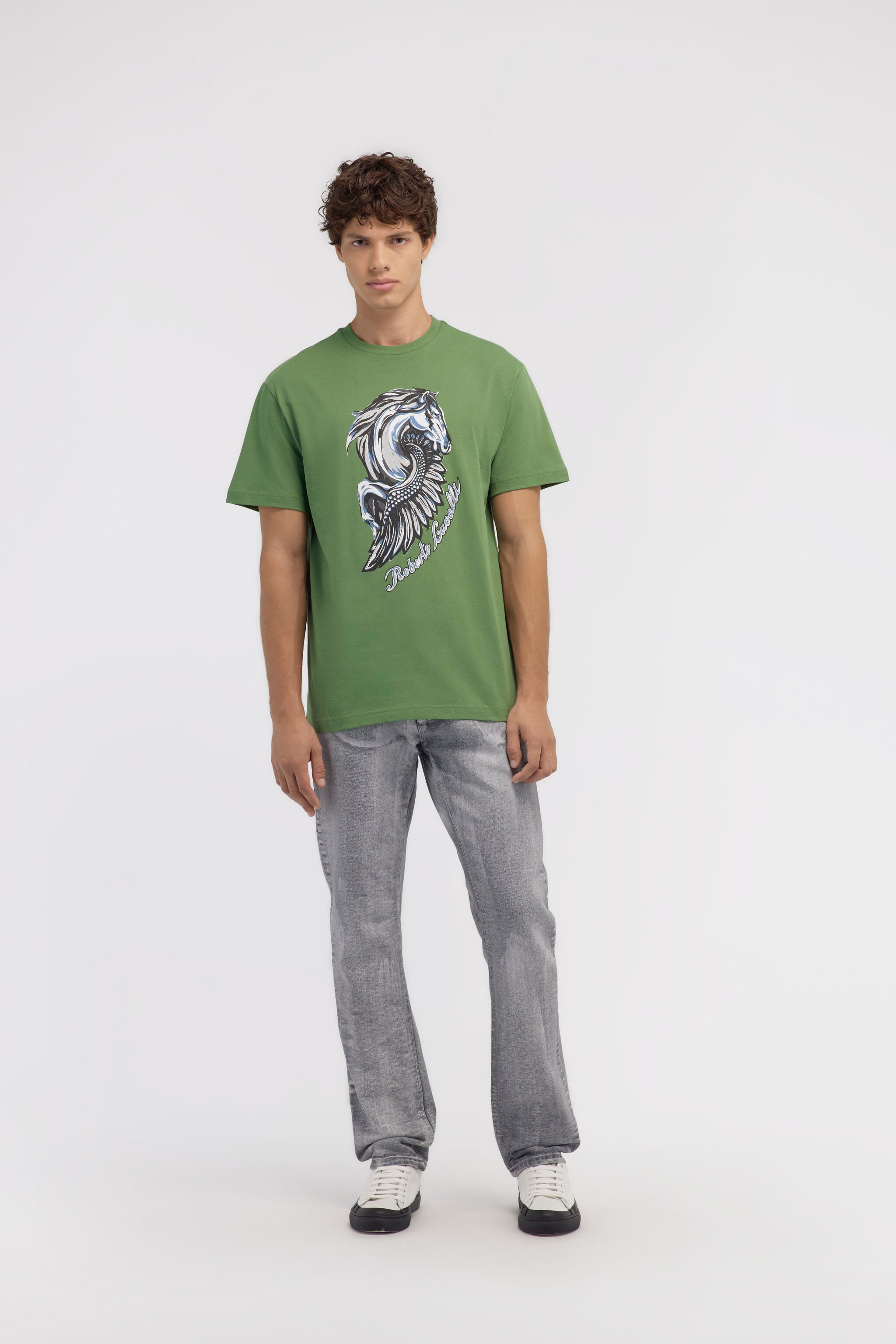 RC T-shirt con logo e stampa Cavallo Verde NOT60P-JD060