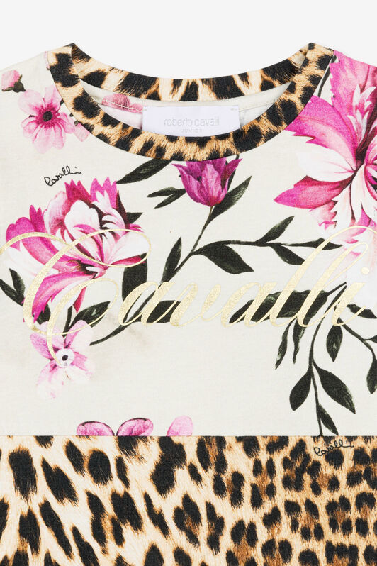JU Flower And Leopard-Print Dress Pink OJT163-ISA2J