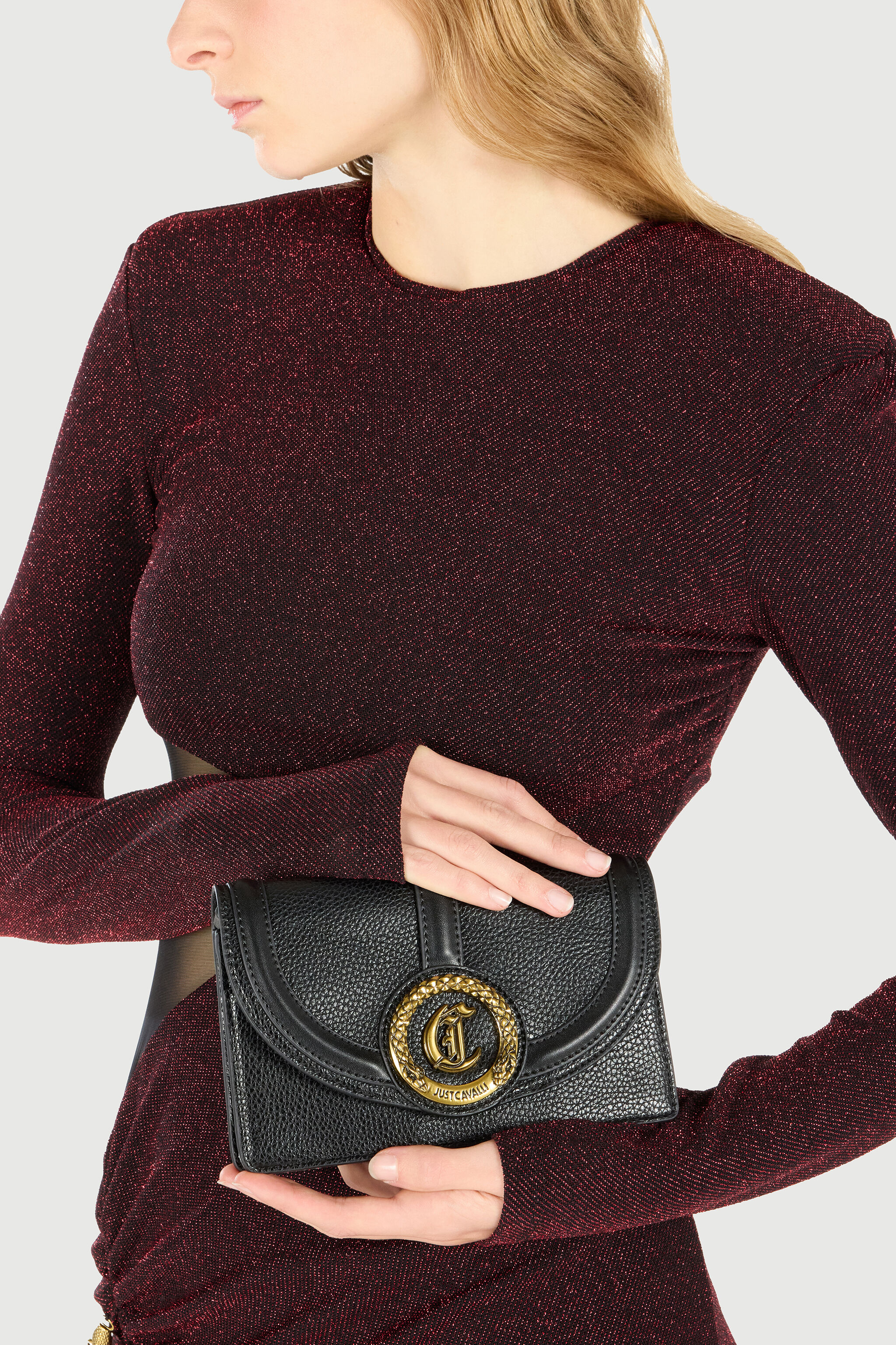 JC Hammered Bag With JC Monogram Black TFP055-TF514