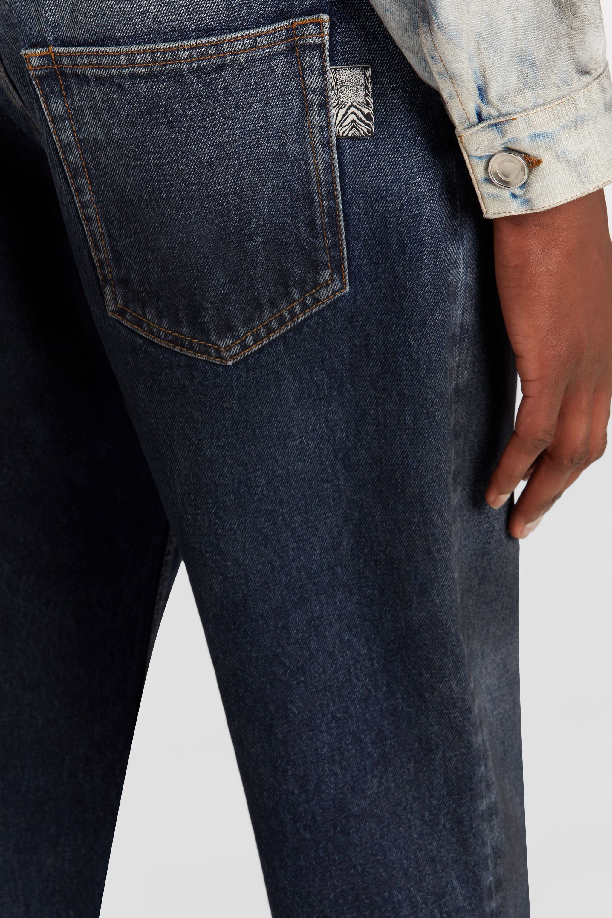 RC Animalier Patchwork-Print Appliqué Straight-Leg Jeans Dark blue ORJ265-VT008