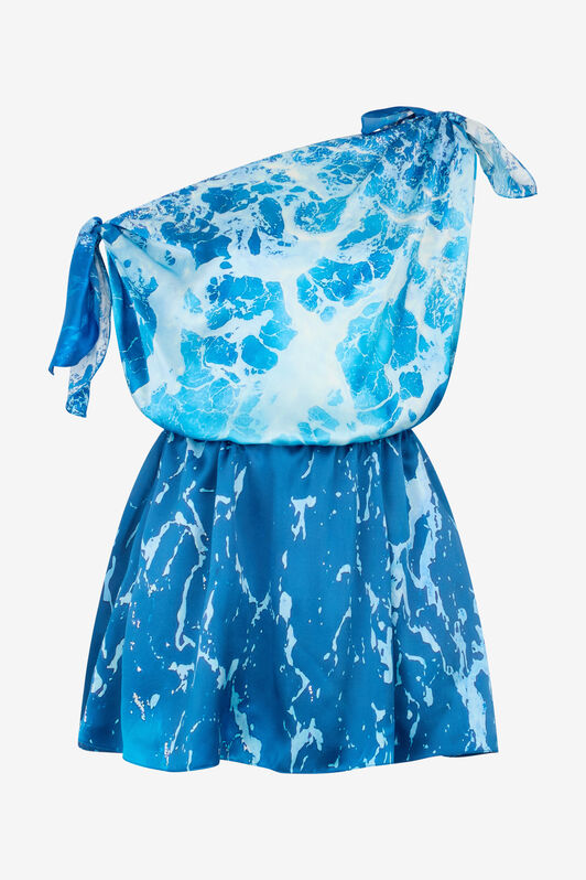 RC One-Shoulder Stretto di Messina Dress Blue UWT127-RYN94