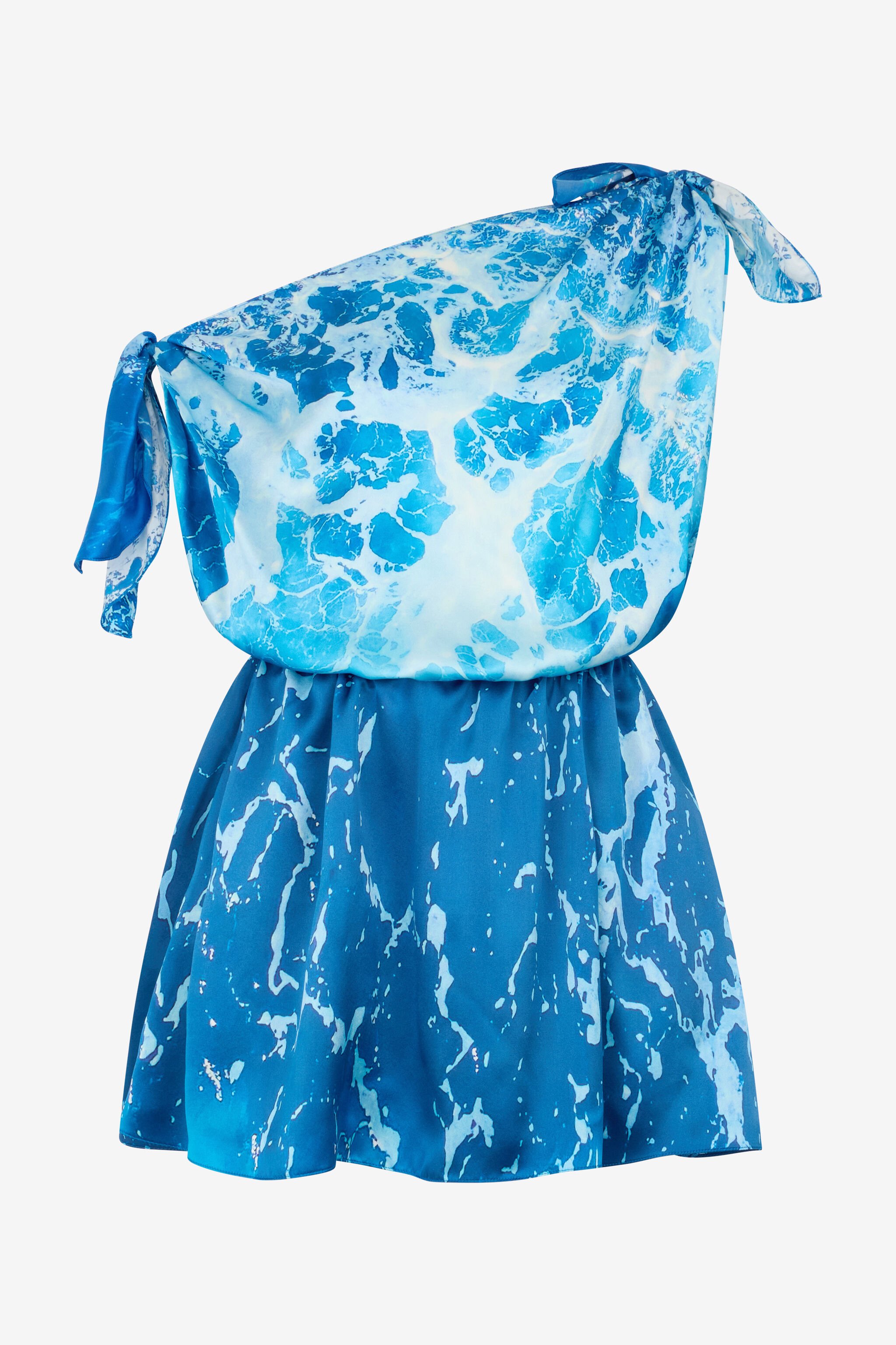 RC One-Shoulder Stretto di Messina Dress Blue UWT127-RYN94