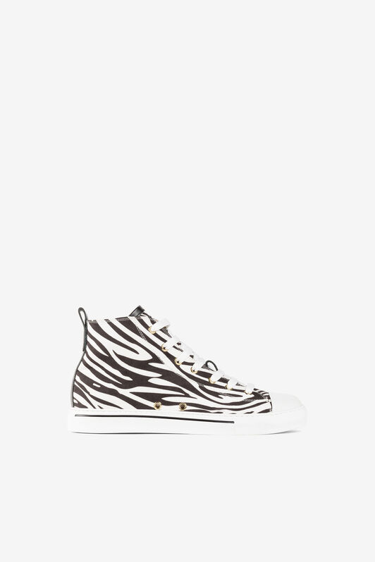 RC Zebra-Print Hi-Top Sneakers Black/White JSS00K-PFO02
