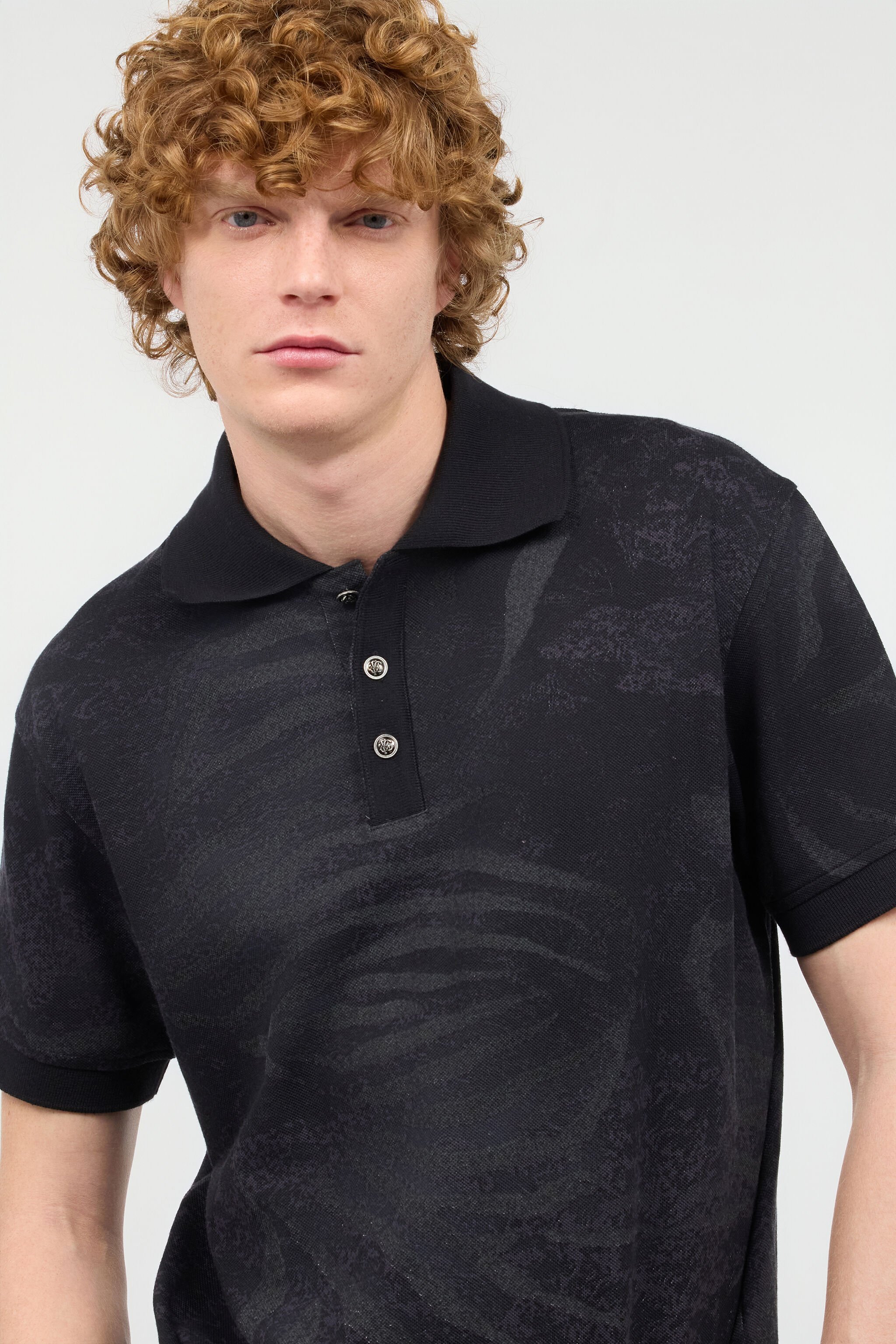 RC Poloshirt Mit Animal-Print Schwarz URT64J-XKN54