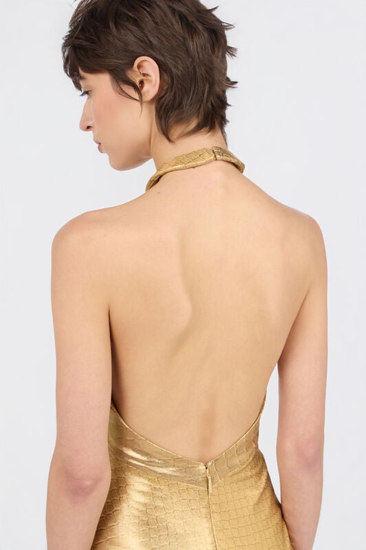 RC Serpentine Print Maxi Dress BEIGE/GOLD WWT141-JFS31