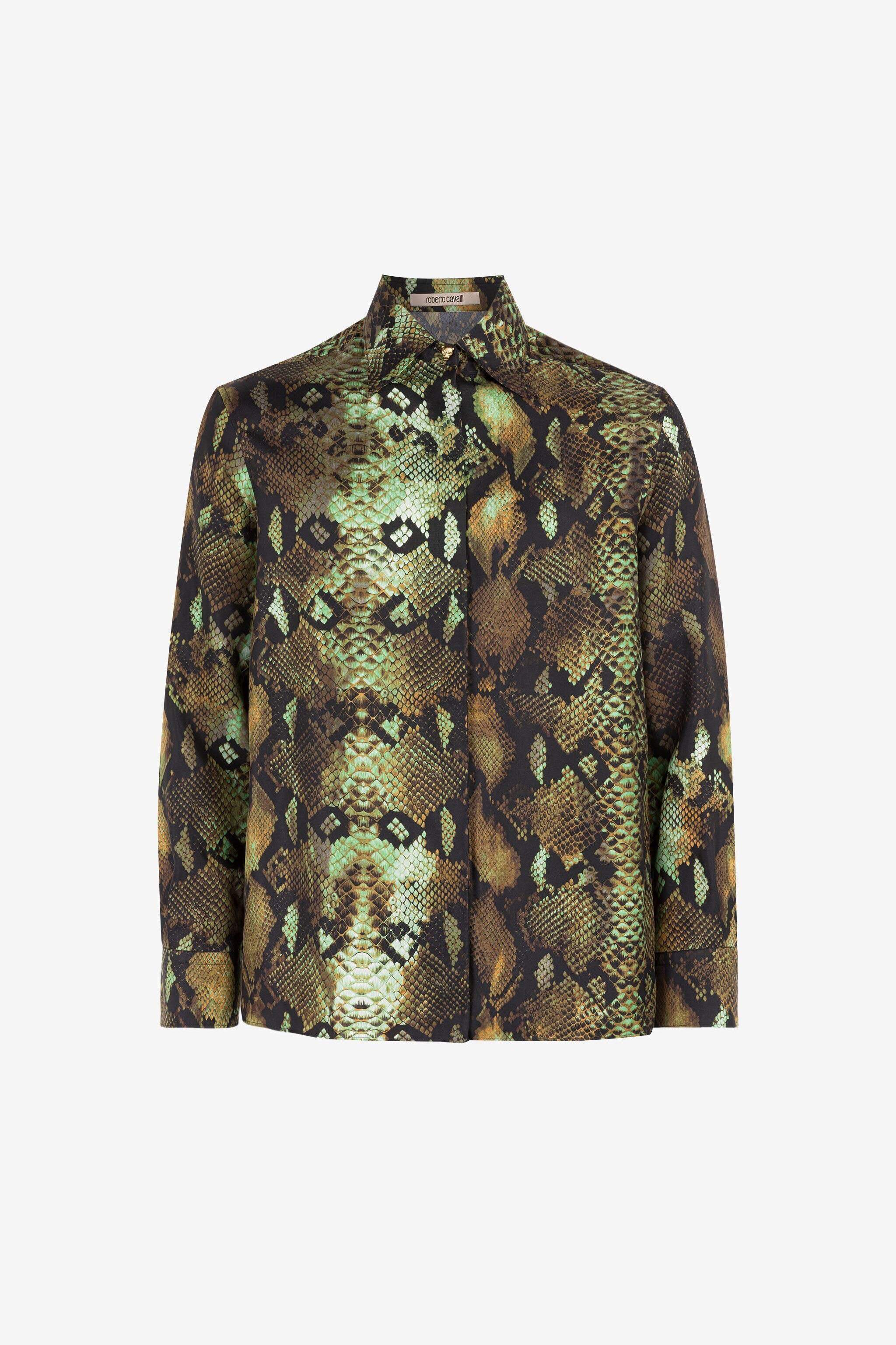 RC Chemise en soie à imprimé python NATURALE/MILITARE PKT704-4QE38