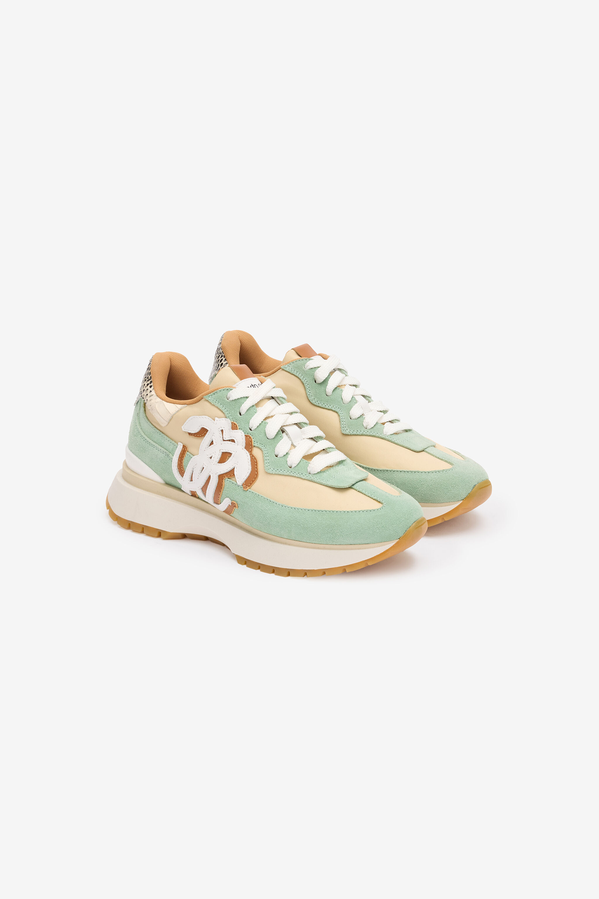 RC Sneakers with Contrasting Back and Mirror Snake Monogram Hellgrün UKS032-PZM01