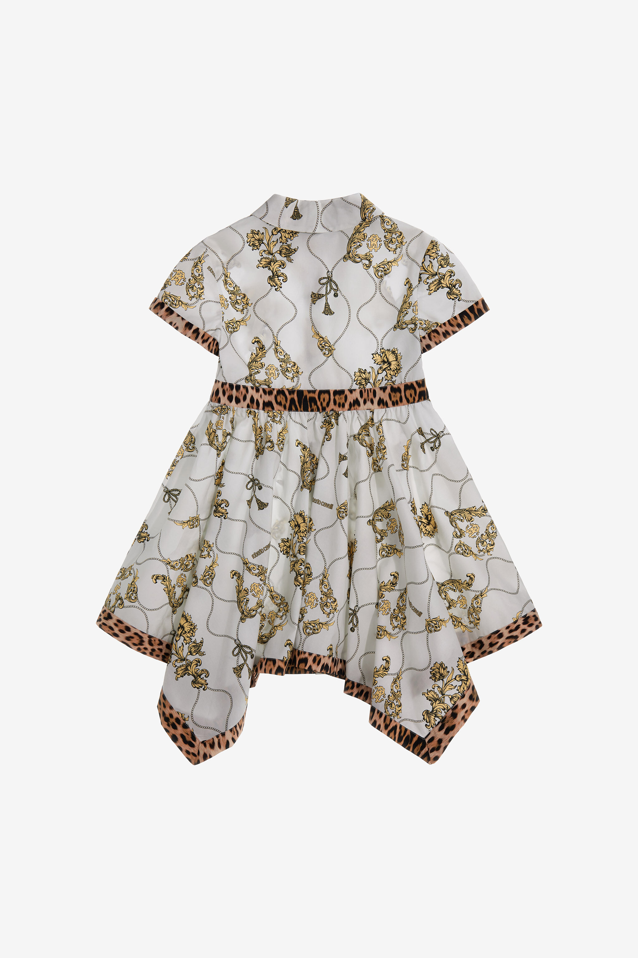 JU Dress With Arabesque Print And Jaguar Skin Inserts Milky white SJT114-4FI69