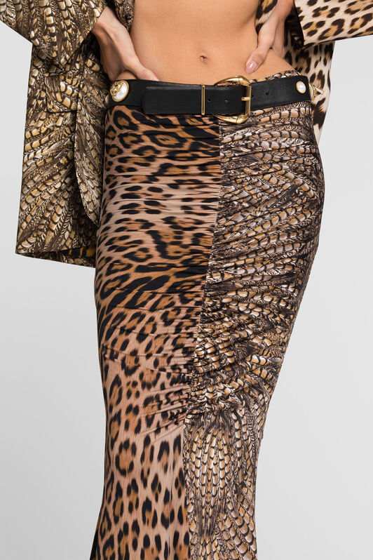 RC Leopard-print maxi skirt Marrón claro QKT308-LNF53