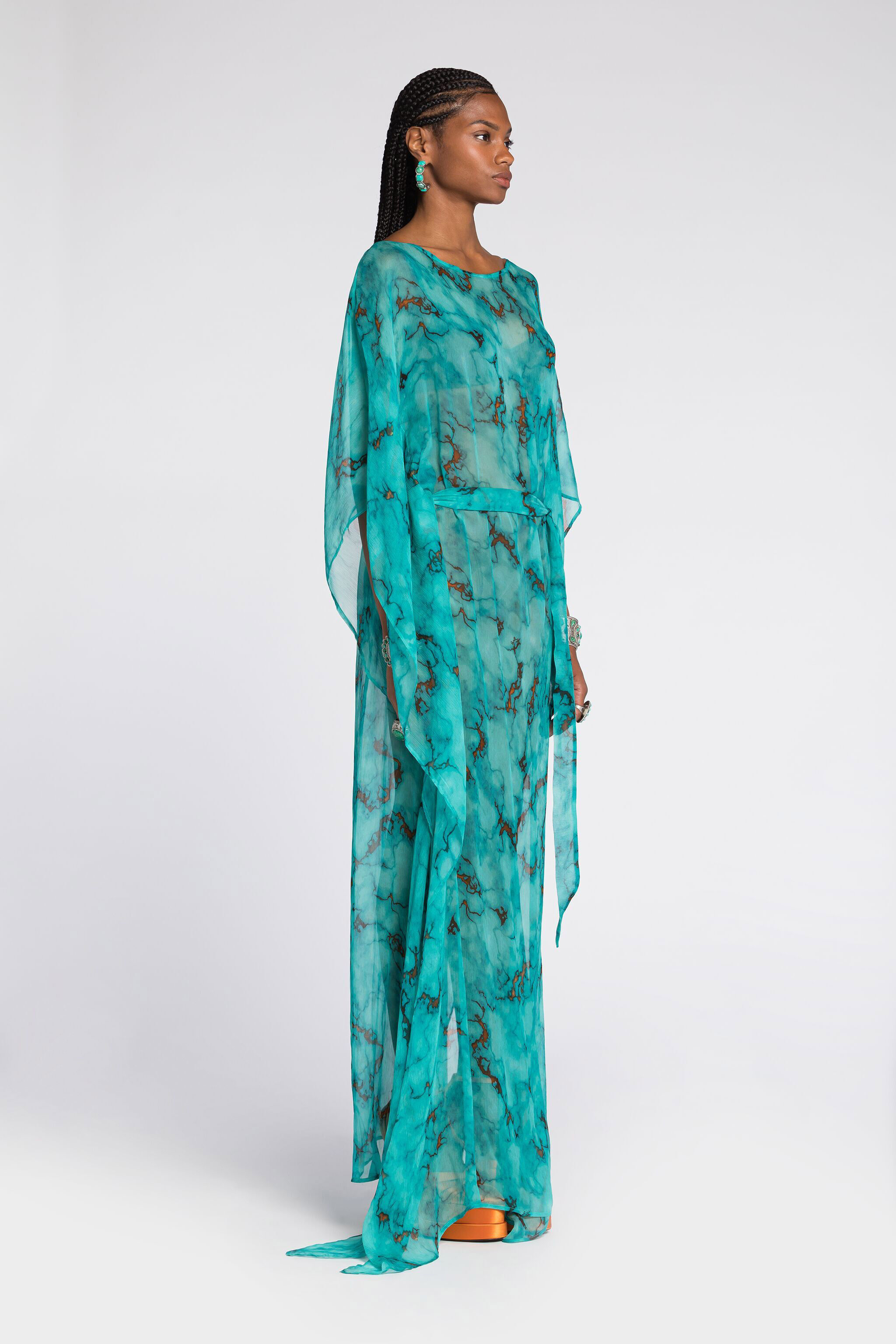 RC Kaftan-Kleid mit Marmor-Print Hellblau RKT180-CZH62