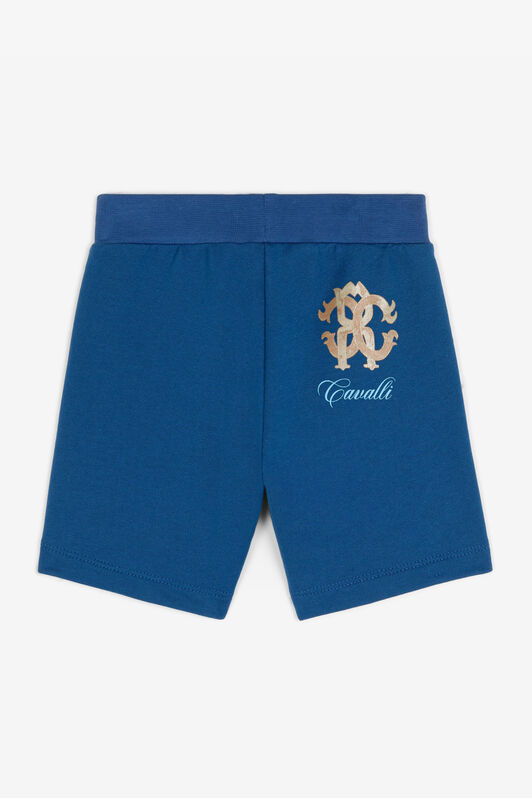 JU RC Monogram-Print Cotton Shorts JU RC Monogram-Print Cotton Shorts Blue RJT208-CF050