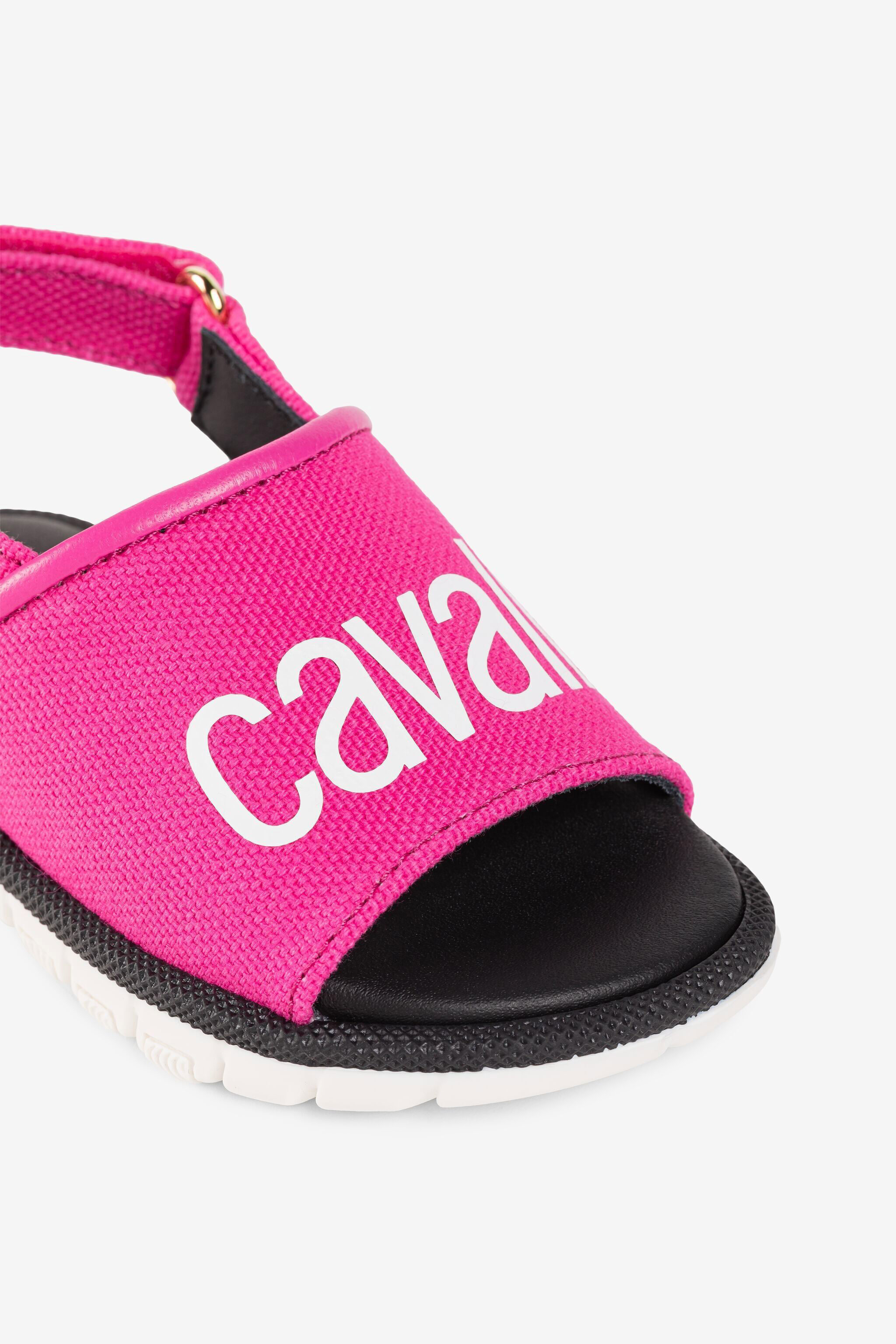 Sandali con logo in Fucsia da Bambina Roberto Cavalli