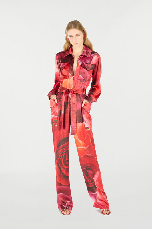 RC Combinaison Chemise À Imprimé Roses Rouge UKT100-RYN48