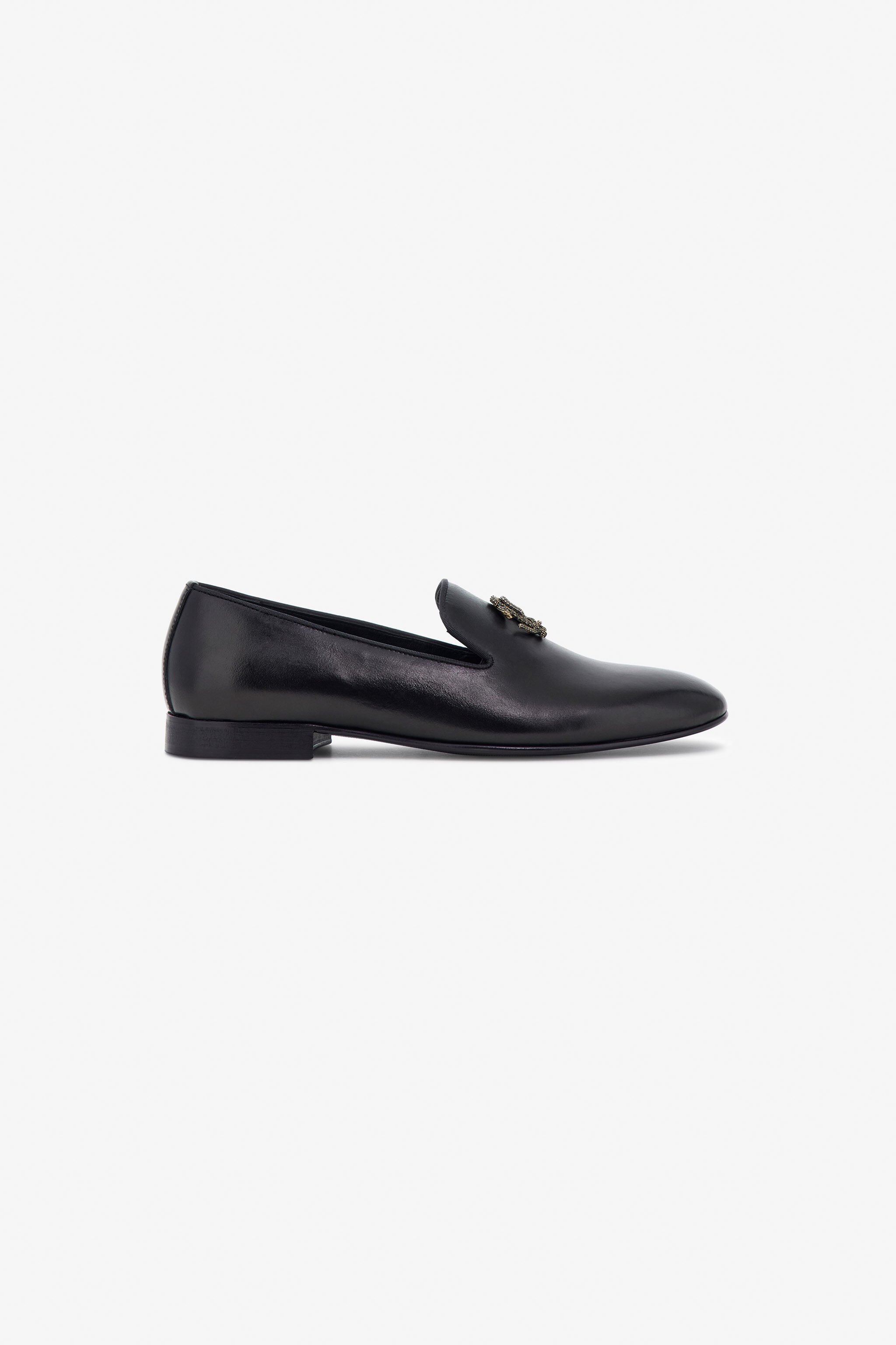 RC Mocasines de cuero con hebilla Negro SRS006-VL005