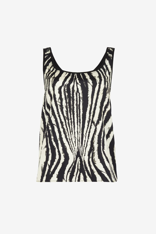RC Freedom-Print Ärmelloses Seiden-Top RC Freedom-Print Ärmelloses Seiden-Top Schwarz/Weiß OKT601-4QC80