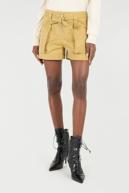 RC Belted Shorts With Python Print Light Brown UKT212-4NN53