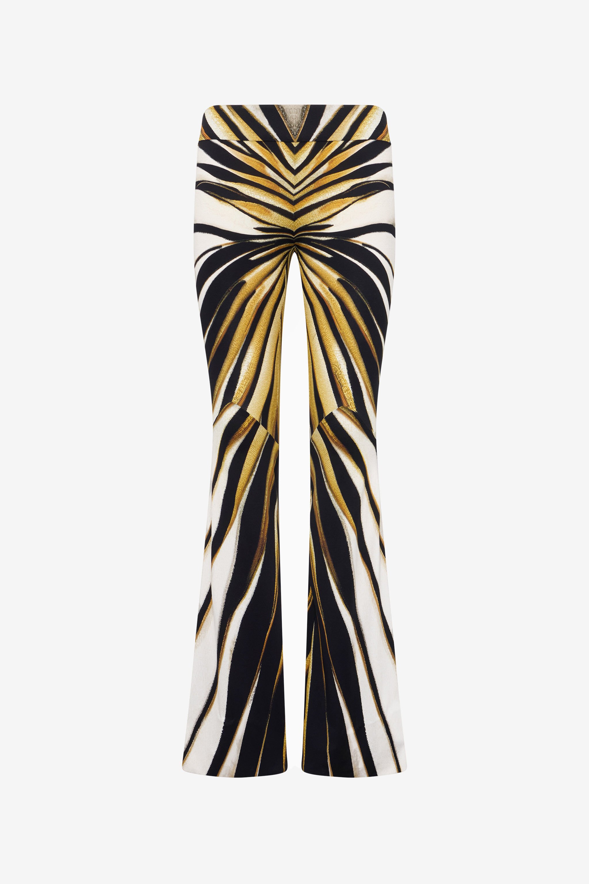 RC Ray Of Gold Print Flared Trousers Gold TKT202-LNM33