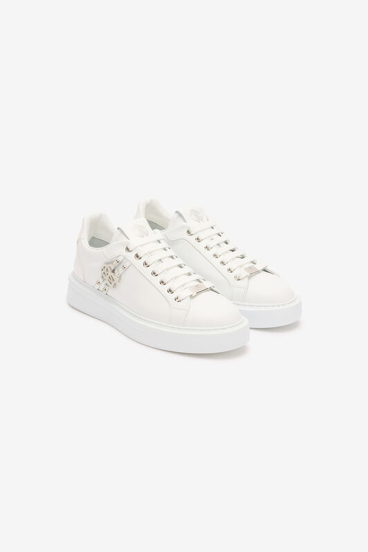 RC Leather Sneakers with Golden Details Weiß POS01E-PZ085