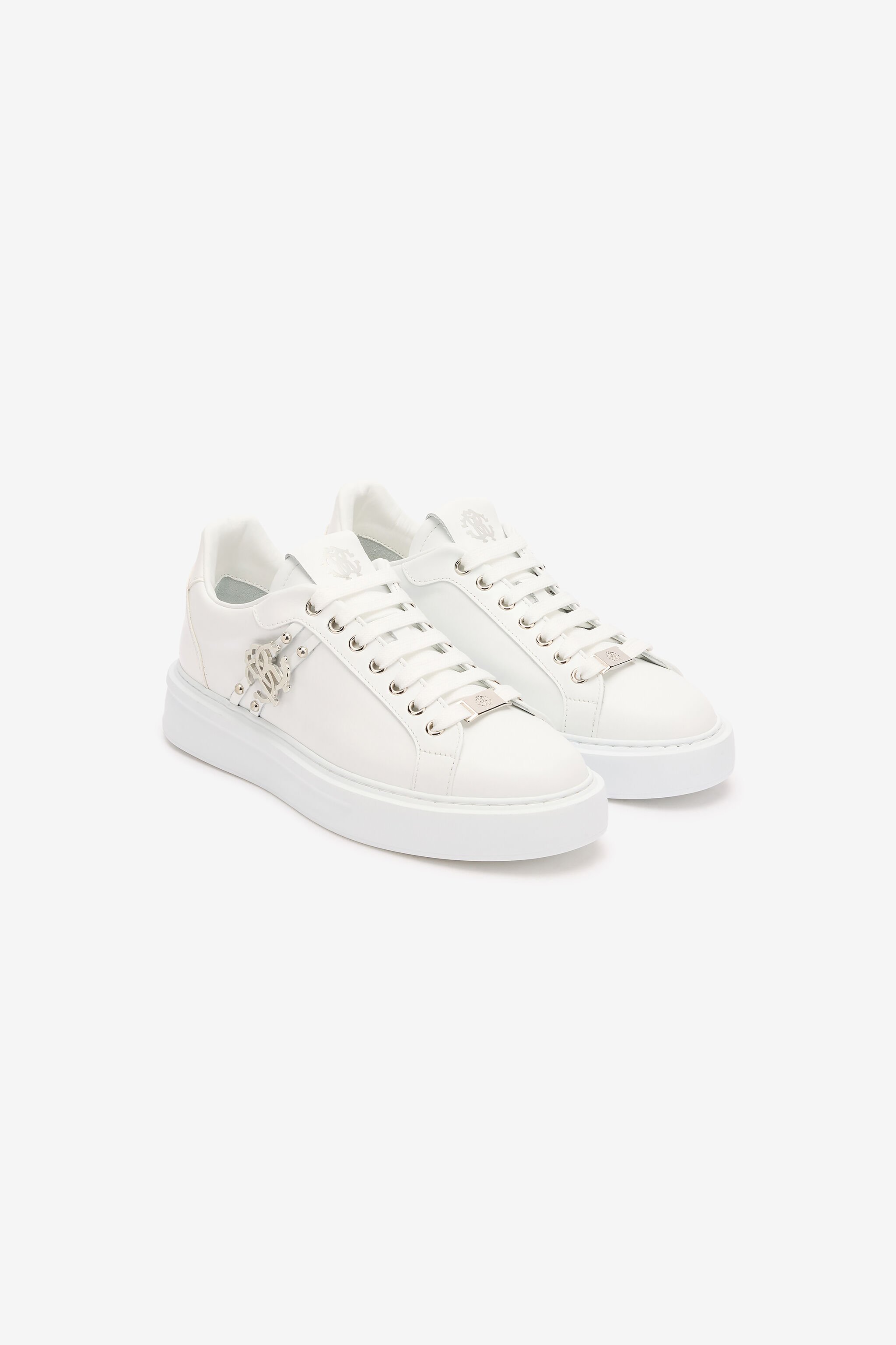 RC Leather Sneakers with Golden Details Weiß POS01E-PZ085