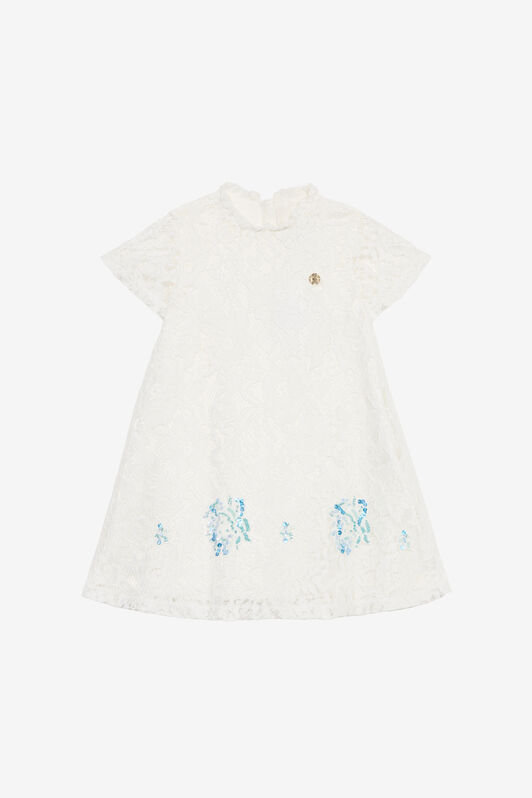 JU Kleid Mit St.Galler Muster Weiß UJT10S-RP001