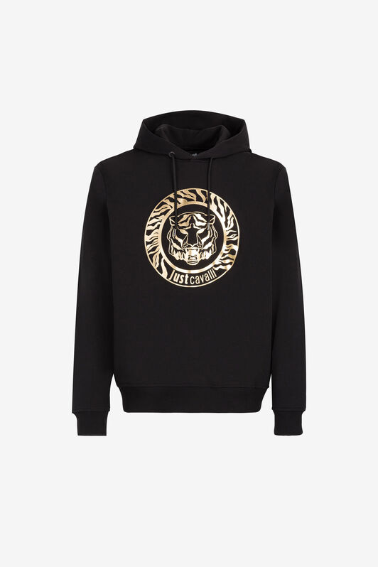 JC Felpa Just Cavalli con stampa Tiger e logo BLACK/GOLD Q61312-Q0215