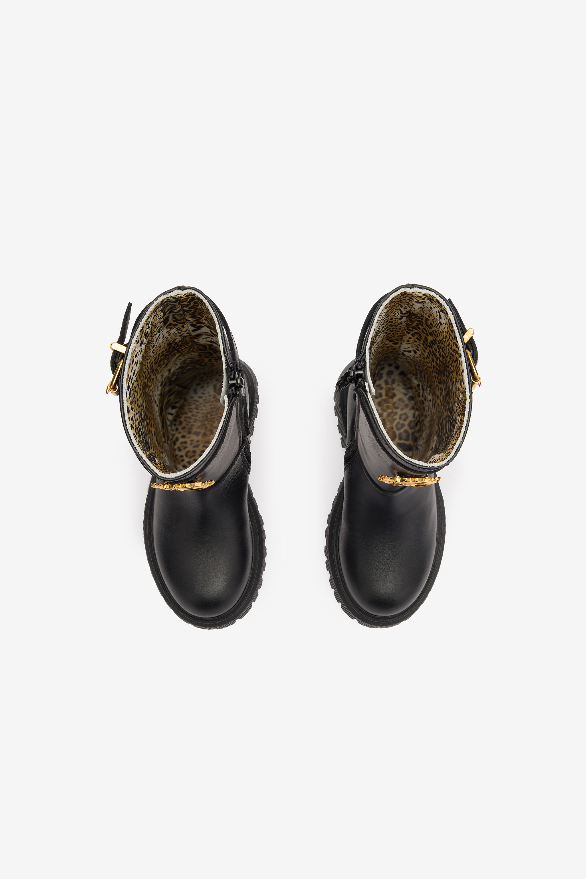 JU Combat Boots With Buckles And RC Monogram BLACK TJS02Y-PZJ02