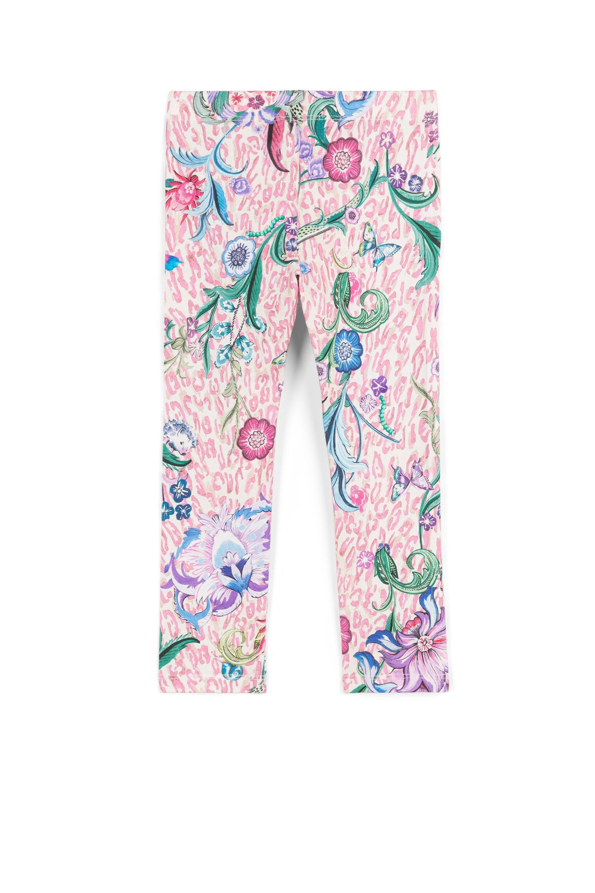 JU Floral And Leopard-Print Leggings Rosa FJG077-ITCW0