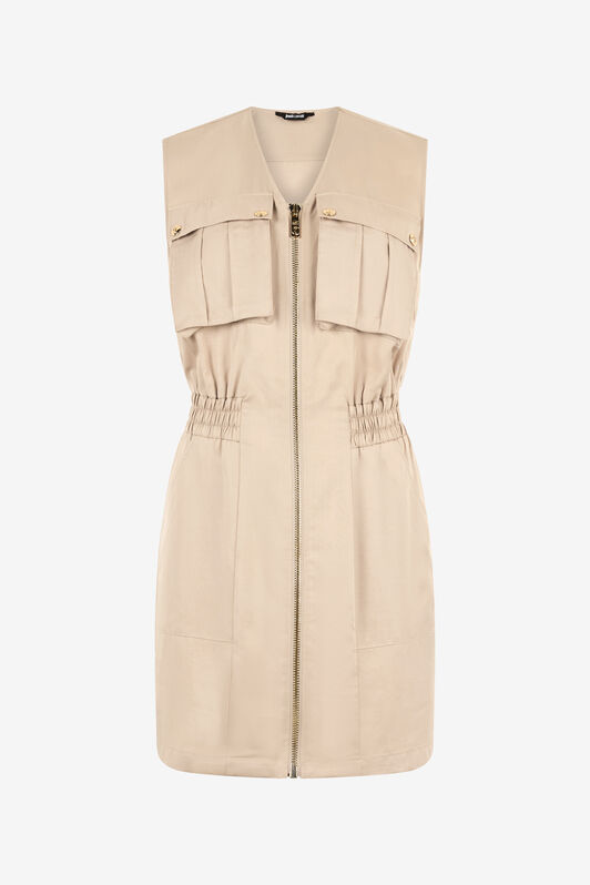 JC Mini Dress With Utility Pockets Light Brown UFT187-UF253