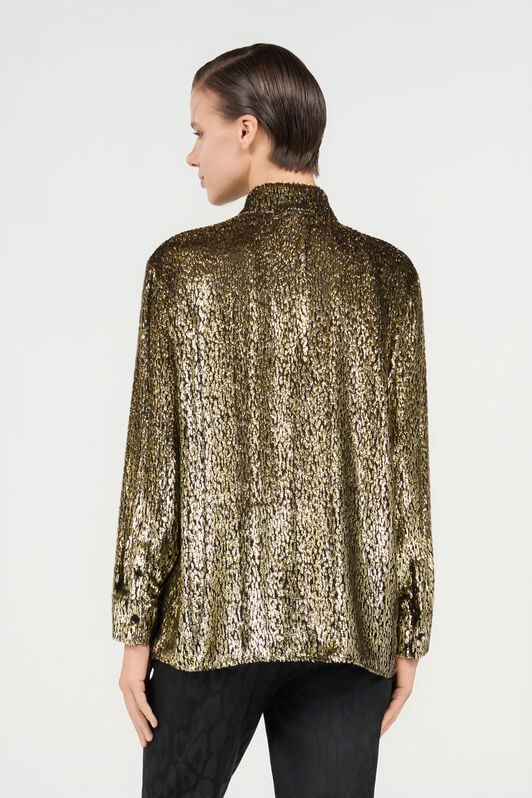 RC Leopard Lamé Shirt RC Leopard Lamé Shirt LIGHT GOLD WKT704-FT060
