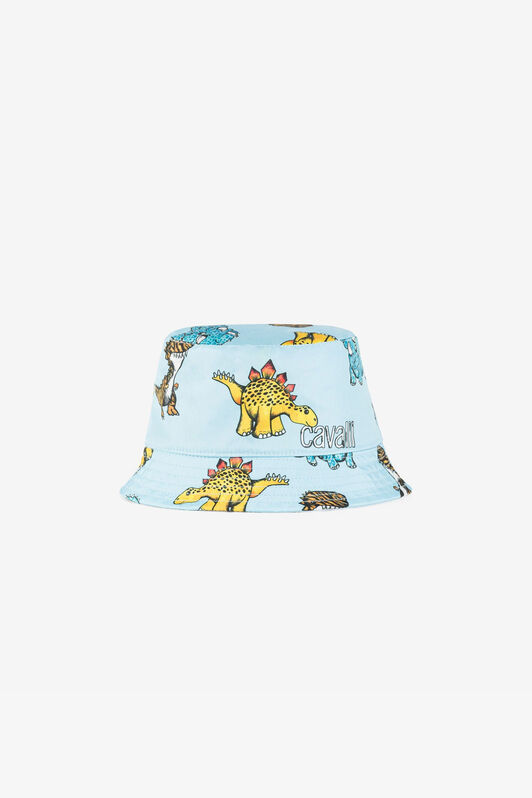 JU Cappello da pescatore con logo e stampa dinosauri JU Cappello da pescatore con logo e stampa dinosauri Azzurro QJZ003-5RF59