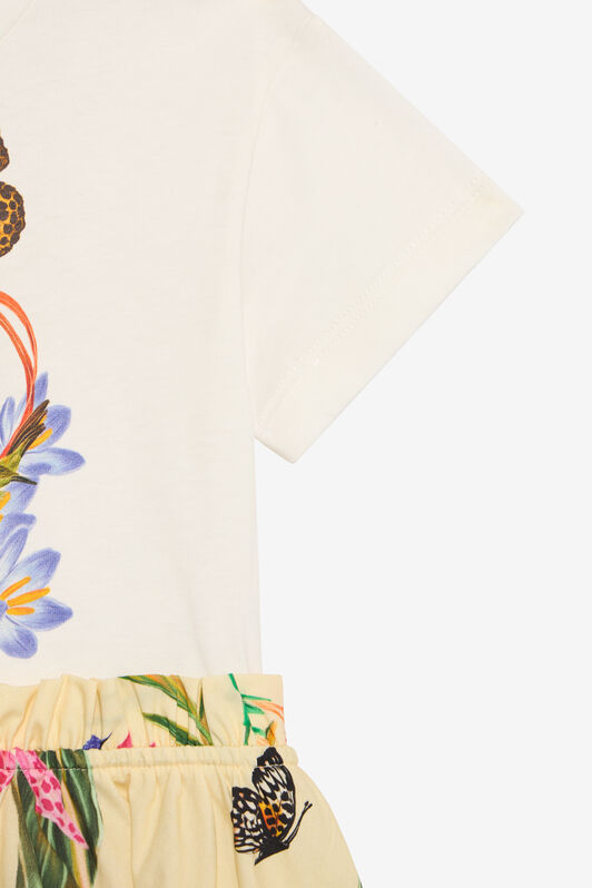 JU Milk White and Yellow Dress with Tropical Print MILKY WHITE/YELLOW VJT10N-JD001