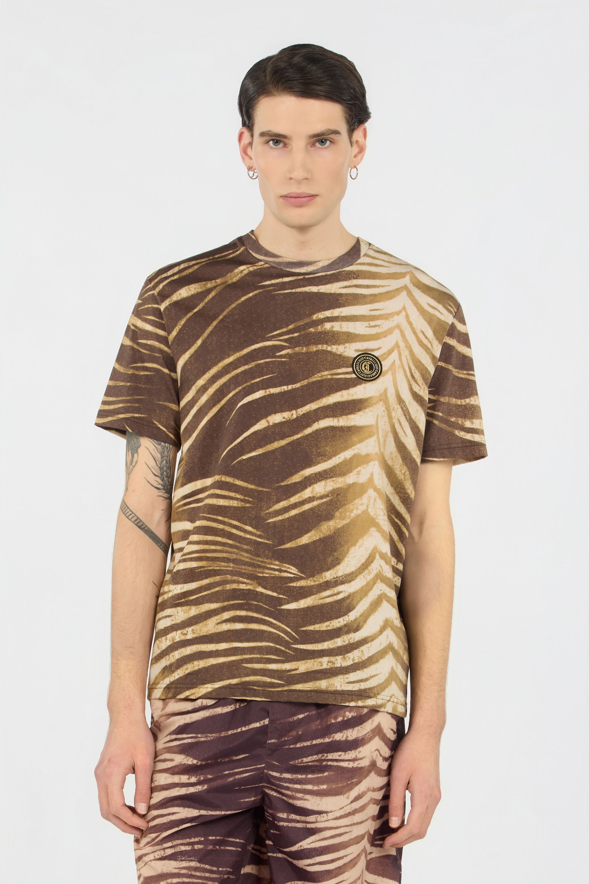 JC T-Shirt mit Natural Barb-Print 751 BEIGE + 709 MARR WFT049-WF079