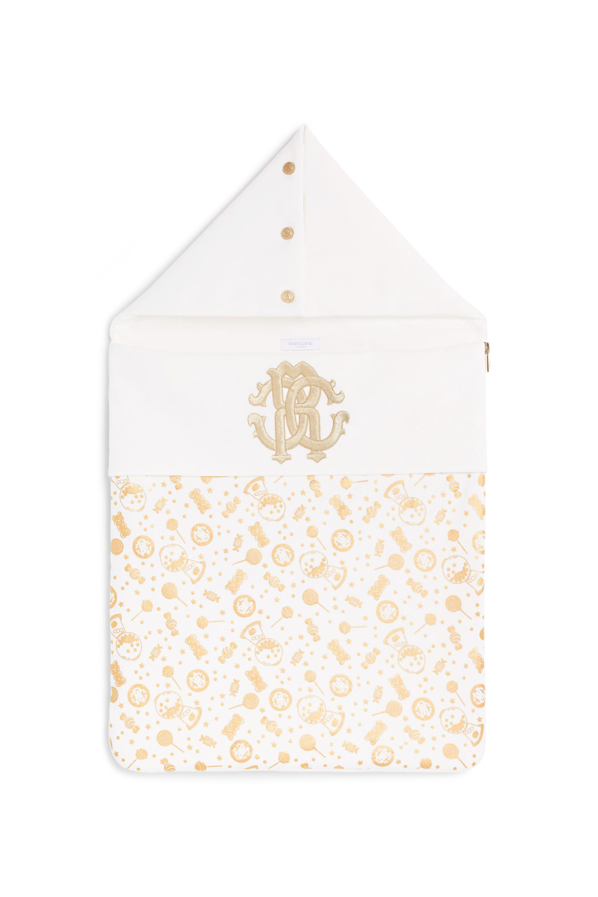 JU White and gold candy print baby nest MILKY WHITE/GOLD JJT81N-JMS66