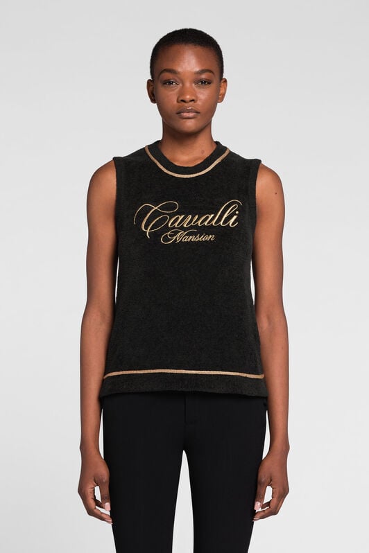 RC Logo-Embroidered Sleeveless Top RC Logo-Embroidered Sleeveless Top Black OKM613-MR001