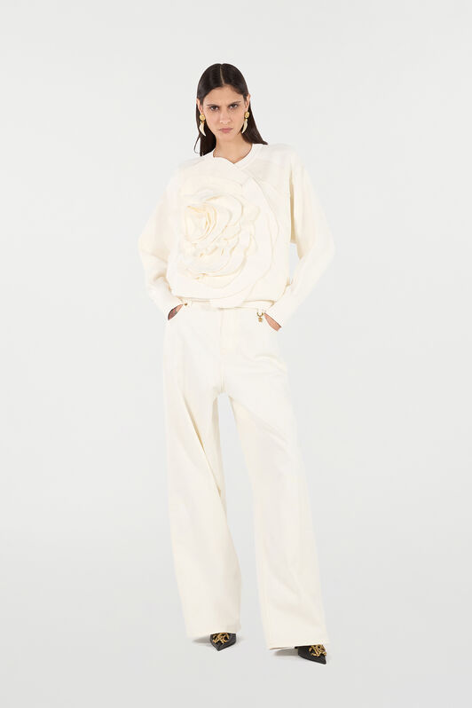 RC Maglione Con Maxi Rosa Avorio UKM603-MH012