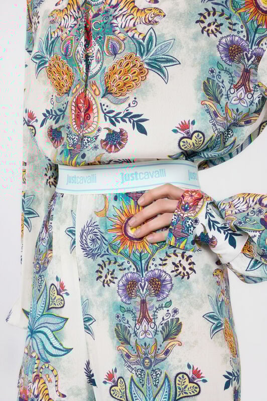 JC Tropical Garden Print Trousers TURCHESE CHIRO WFT158-WF505