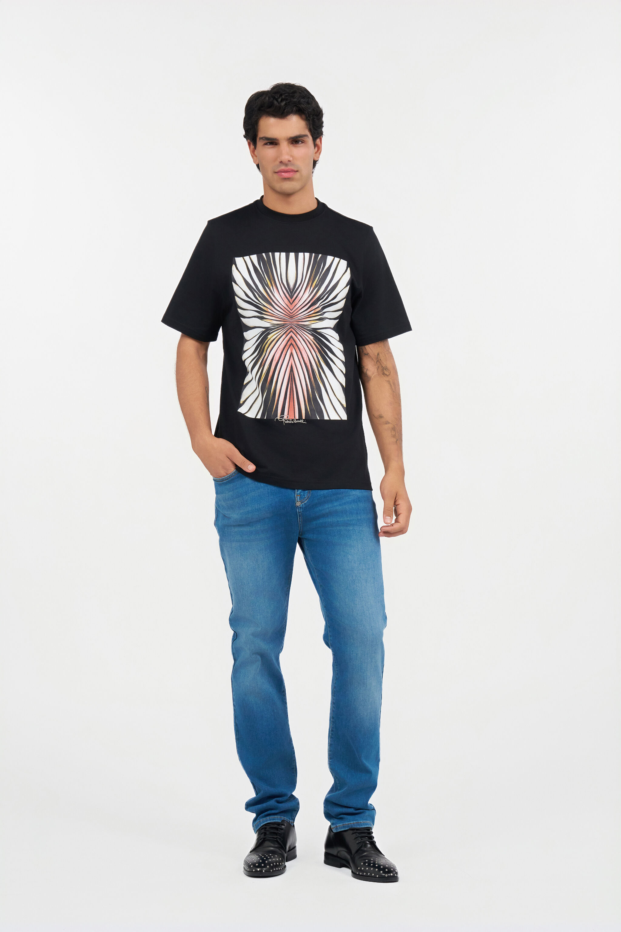 RC Ray Of Gold Print Pure Cotton T-shirt ROSA TRT61A-JD060